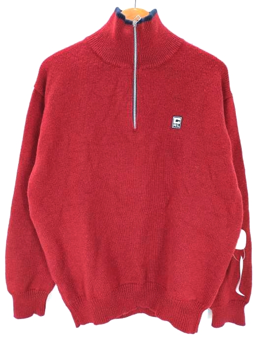 CHAPS RALPH LAUREN(チャップスラルフローレン) CRL 星条旗 両面刺しゅう ハーフジップ ウールニット メンズ import：L