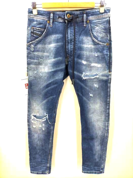 ディーゼル DIESEL Krooley Cb-Ne ウエストドローコード USED加工 ジョグジーンズ スキニーデニム レディース 26inch