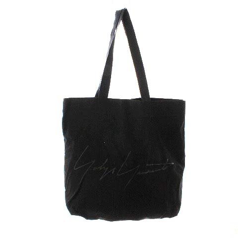 Yohji Yamamoto(ヨウジヤマモト) トートバッグ ブランドロゴ プリント キャンバス 黒 ブラック グレー /YT レディース 表記サイズなし※実寸サイズをご確認ください。