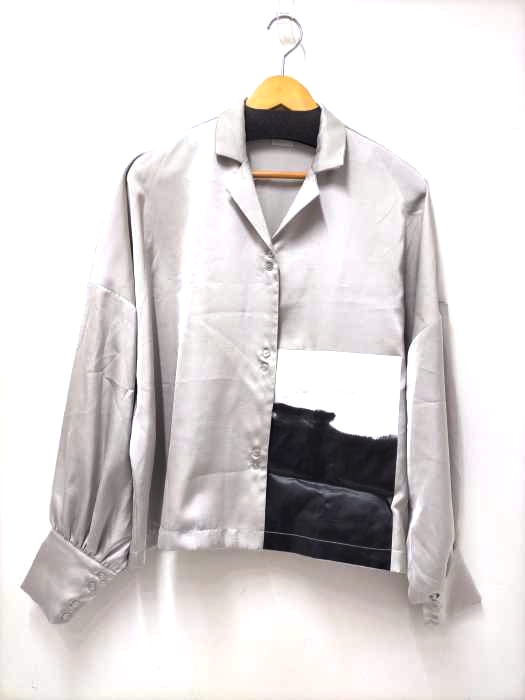 HARE(ハレ) フロントレザー切替ポリ開襟シャツ レディース FREE