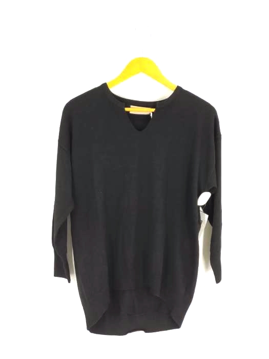 AZUL by moussy(アズールバイマウジー) キーネックドロップショルダーラウンドヘムニット レディース  S