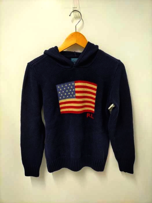 ポロバイラルフローレン Polo by RALPH LAUREN フード付き星条旗ニット メンズ JPN：L