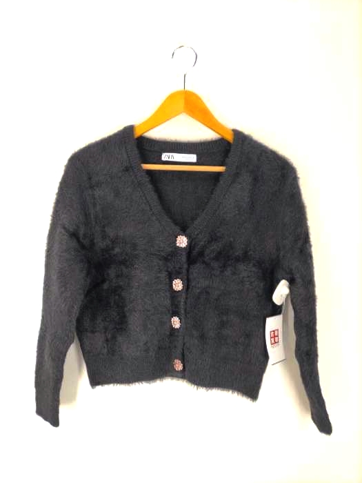ザラ ZARA ビジューボタン モヘアライク シャギーカーディガン レディース JPN：M
