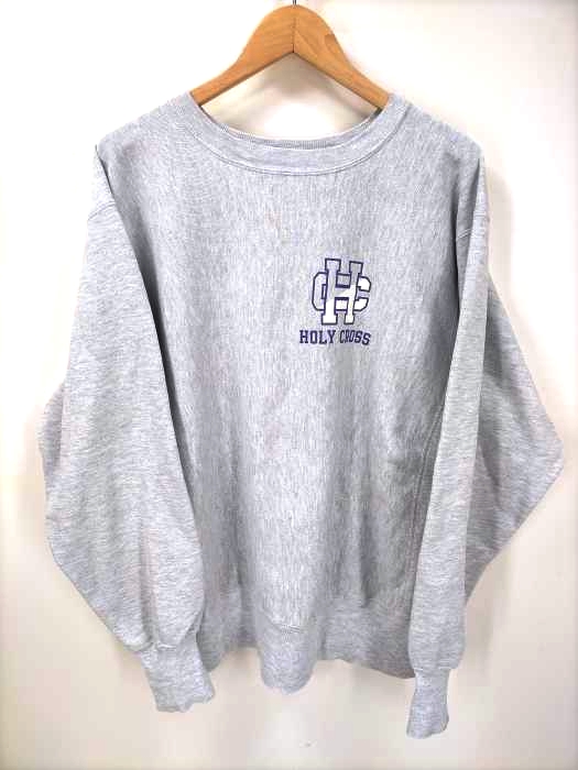 Champion(チャンピオン) 90S USA製 刺繍タグ REVERSE WEAVE HOLY CROSS バックイニシャル両面カレッジプリント クルーネックスウェット メンズ JPN：L