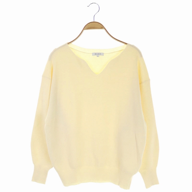 PLST(プラステ) 19AW ソフトレーヨンポリVネックニット セーター プルオーバー 長袖 M オフホワイト /HS ■OS レディース  M
