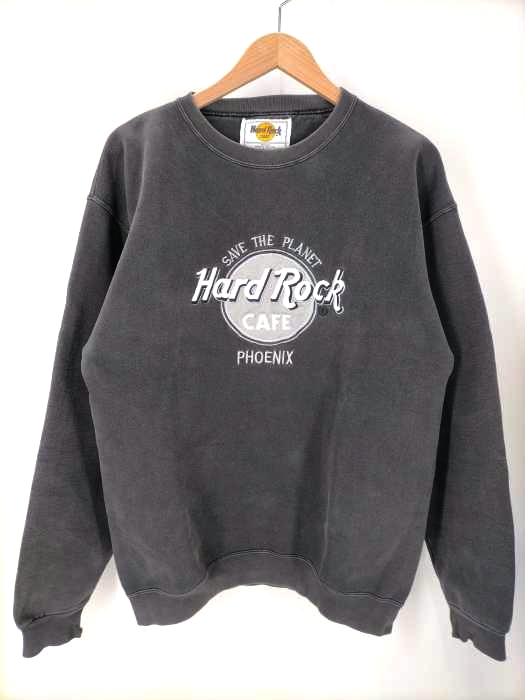 ハードロックカフェ Hard Rock Cafe USA製 ロゴ刺しゅう クルーネックスウェット メンズ import：M