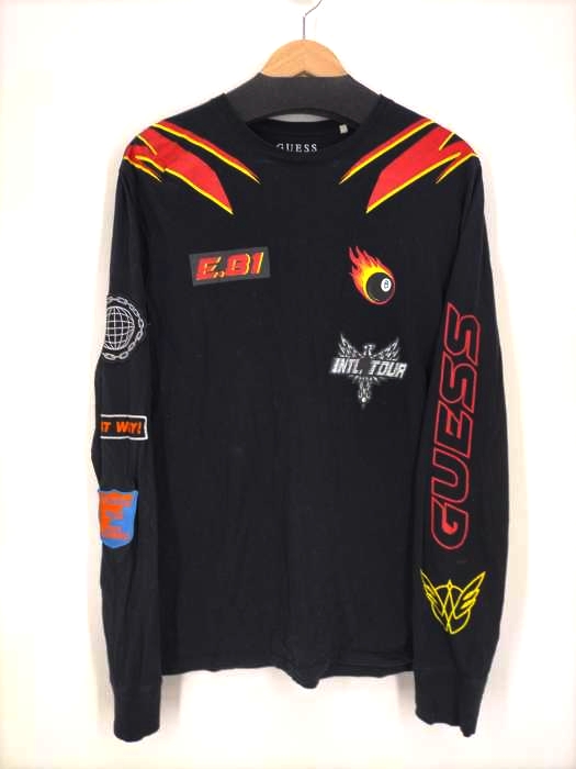 GUESS(ゲス) ワッペン装飾 プリント L/S TEE メンズ  M