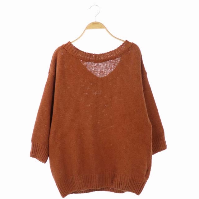 ユーズドフルギ USED古着 {{TWINS FLORENCE}} ドゥーズィエムクラス取扱 18SS  Back Vネック KNIT ニット カットソー 長袖 プルオーバー S 茶 ブラウン /CM ■OS レディース レディース  S