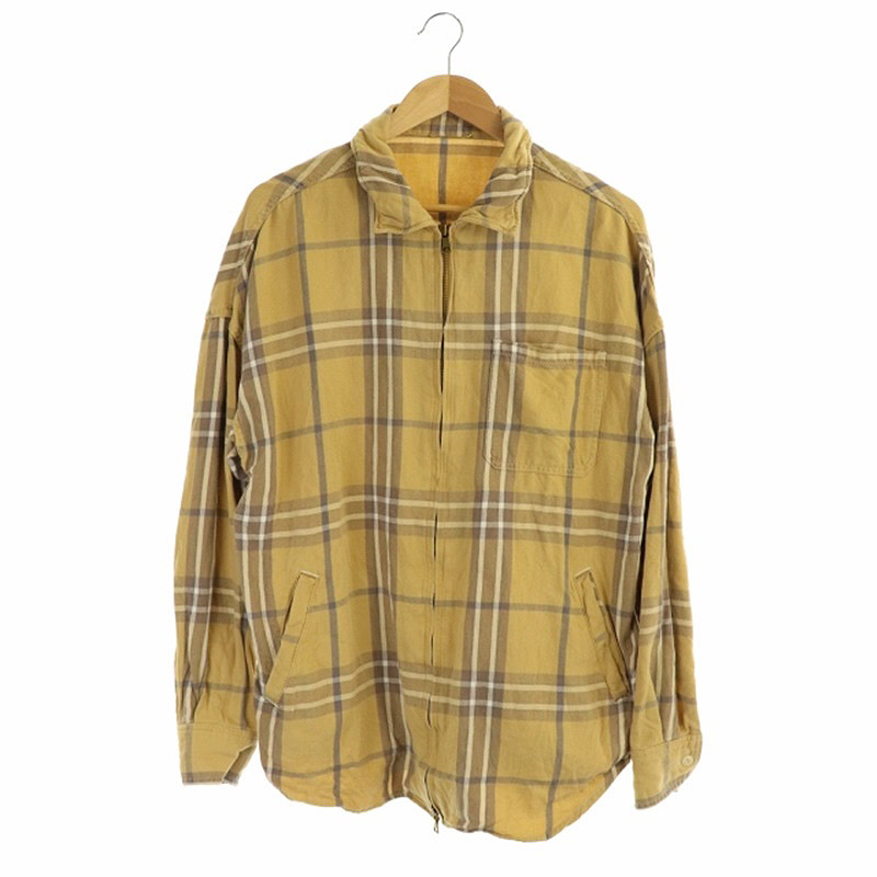 ドゥーズィエムクラス DEUXIEME CLASSE 19SS チェックZIPシャツジャケット ジップアップ オーバーサイズ ヴィンテージ加工 黄色 マスタード /HS ■OS レディース  サイズ表記なし