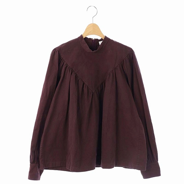 BEAUTY & YOUTH UNITED ARROWS(ビューティーアンドユースユナイテッドアローズ) B&Y ユナイテッドアローズ BEAUTY&YOUTH ビューティー&ユース ロク 6 COTTON BAFU VOLUME BLOUSE ブラウス プルオーバー 長袖 36 ボルドー /AO ■OS レディース レディース  36