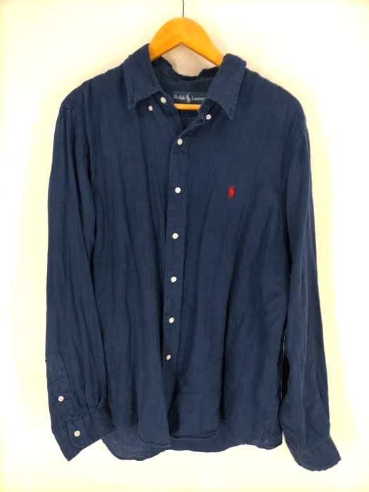 ラルフローレン RALPH LAUREN CUSTOM FIT リネン ポニー刺繍 BDシャツ メンズ JPN：XL