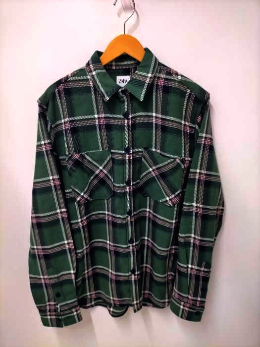 ザラ ZARA RELAXED FIT チェック柄シャツ レディース import：M
