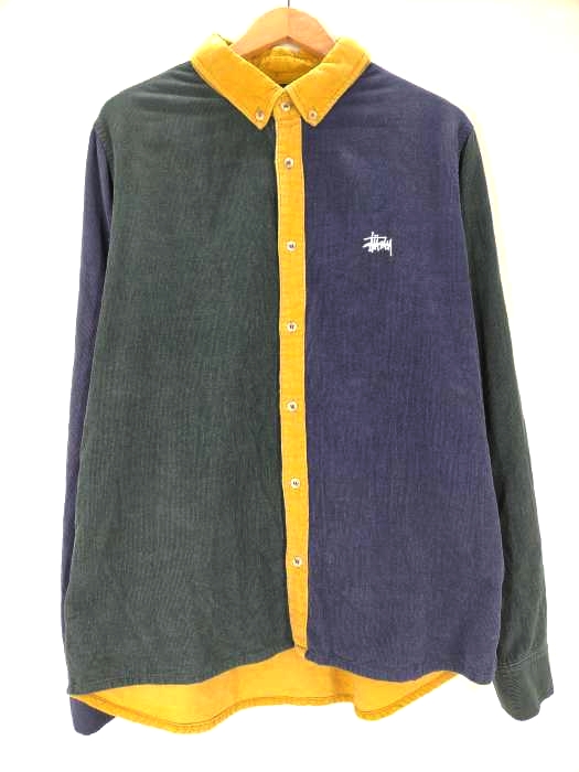 ステューシー Stussy ストックロゴ マルチカラー コーデュロイ B.Dシャツ メンズ import：M