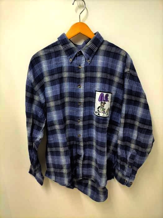 ノースクレスト North Crest 90s フロントワッペンBDチェックネルシャツ メンズ  XL