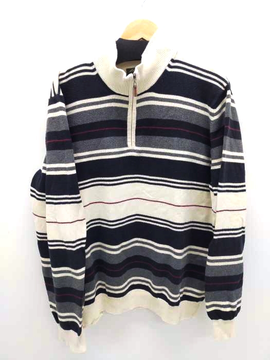 エディーバウアー Eddie Bauer ボーダー ハーフジップニット メンズ import：XL