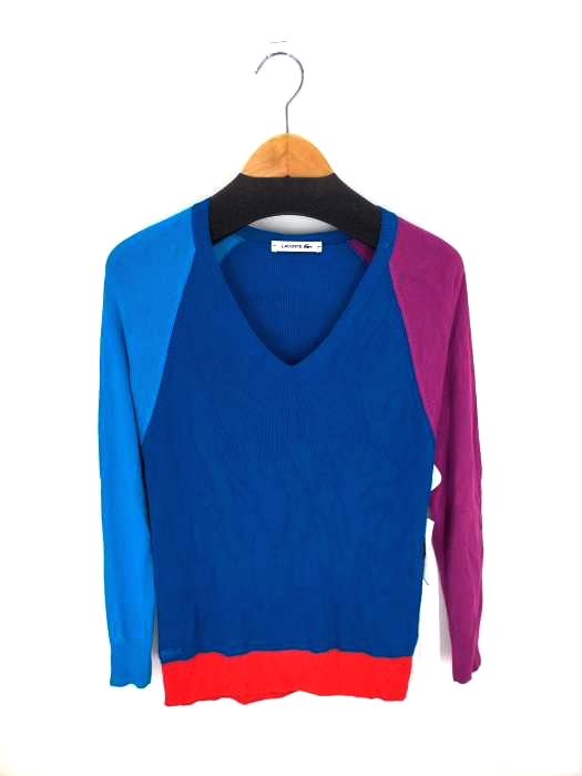 LACOSTE(ラコステ) マルチカラーレーヨンVネックニット レディース  S