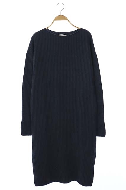 GALERIE VIE(ギャルリーヴィー) ギャルリーヴィー GALERIE VIE トゥモローランド 19AW ウール カシミヤ混 リブ ボートネックワンピース ロング 長袖 36 紺 ネイビー /HS ■OS レディース レディース  36(日本サイズS相当）