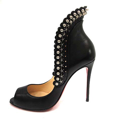 CHRISTIAN LOUBOUTIN(クリスチャンルブタン) ROUCOULOUCOU100 パンプス ピンヒール オープントゥ スタッズ レザー 34.5 21.5cm 黒 ブラック イタリア製 /YO7 ■SH レディース  34.5（約21.5cm相当）