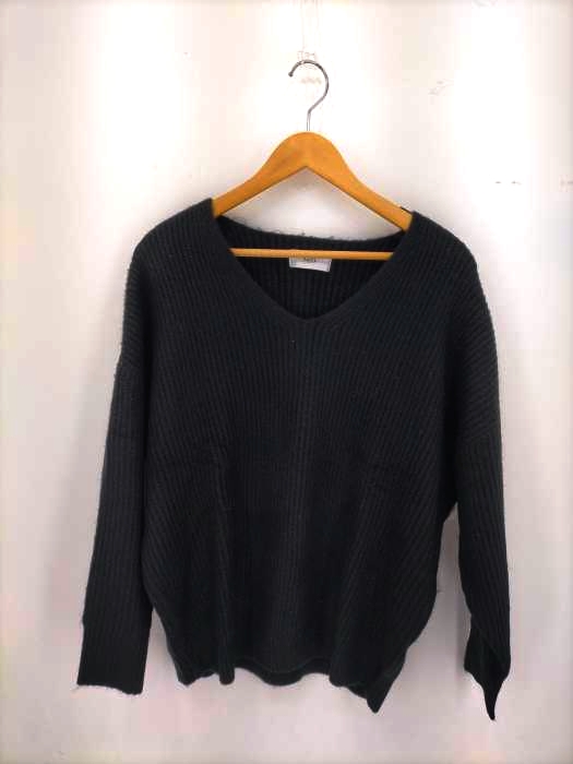 AZUL by moussy(アズールバイマウジー) リブニットVネックルーズプルオーバー レディース  S