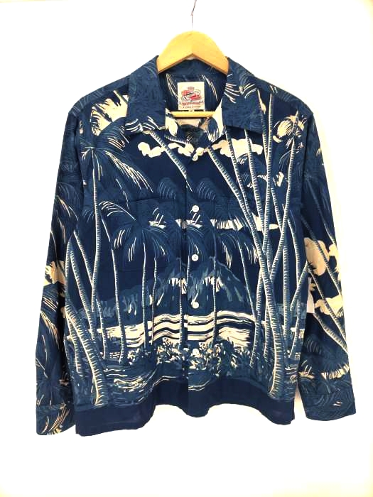 Duke Kahanamoku 長袖コットンアロハシャツ メンズ JPN：M