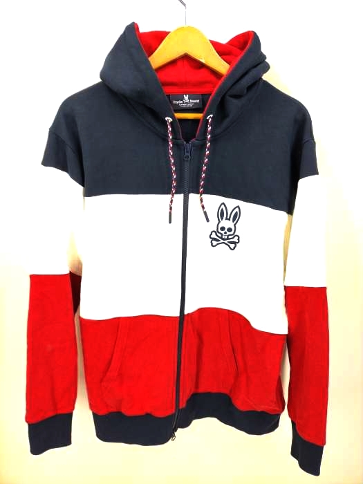 Psycho Bunny(サイコバニー) トリコロール パネル切り替え ダブルZIPパーカー メンズ JPN：XL