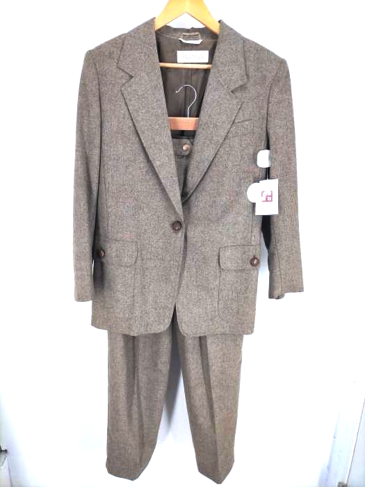 マックスマーラ MAX MARA イタリア製 白タグ 100％ Lana Wool 1Bジャケット 2タックスラックス セットアップ レディース  42/42