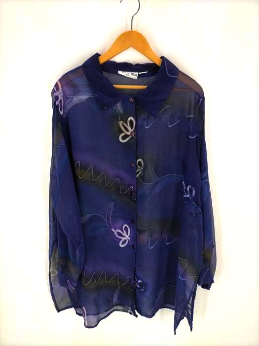 USED古着(ユーズドフルギ) KLOZ STUDIO 製品染め 総柄シースルーシャツ メンズ JPN：XL