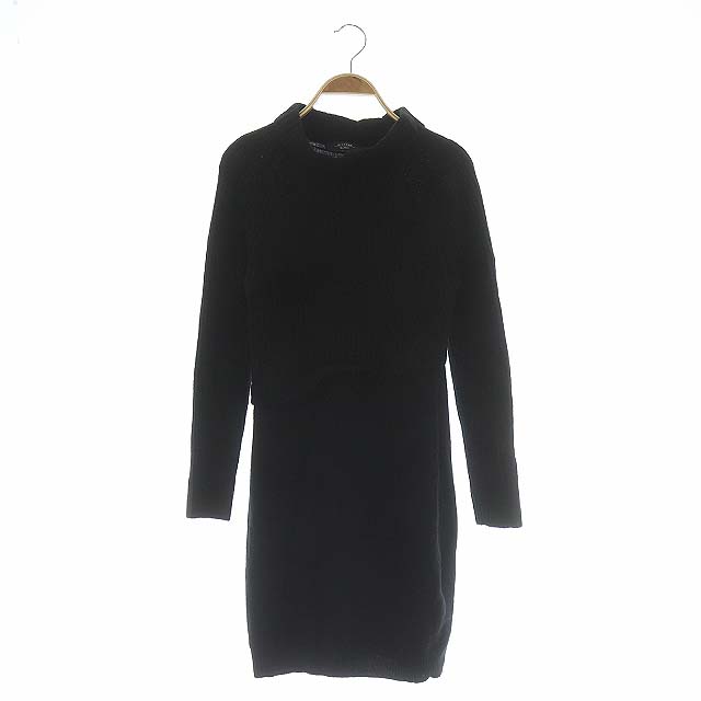 Max Mara WEEKEND LINE(マックスマーラ ウィークエンドライン) ニットワンピース 切替 リブ ハイネック ひざ丈 長袖 S 黒 ブラック /HS レディース  S