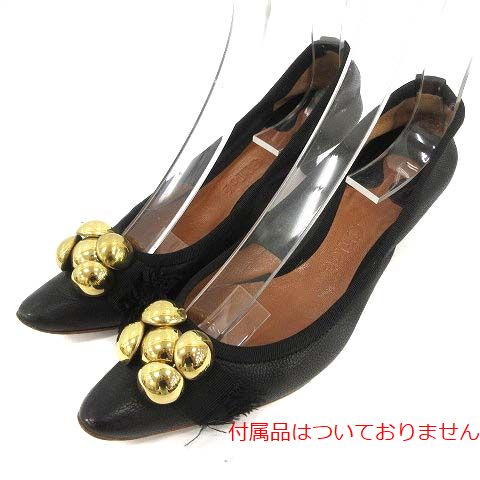 Chloe(クロエ) パンプス レザー ローヒール ポインテッドトゥ 35 21.5cm 黒 ブラック /NM ■GY レディース  35（日本サイズ21.5cm）
