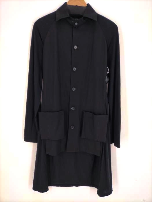 YOHJI YAMAMOTO+NOIR(ヨウジヤマモト プリュスノアール) 素材切替 ラグランスリーブ シャツワンピース レディース 1