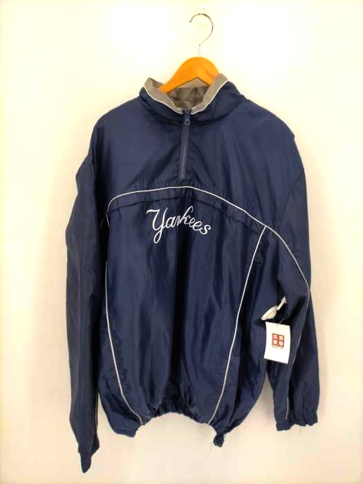 USED古着(ユーズドフルギ) 90s {{GENUINE MERCHANDISE}} NY yankees 裾ドローコード ハーフジップブルゾン メンズ JPN：XXL