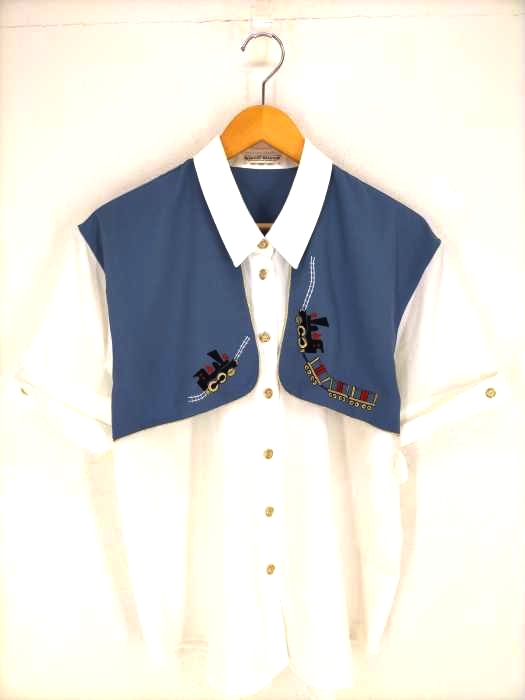 ユーズドフルギ USED古着 {{ROSE ROAN}}ポリエステル切替 半袖シャツ メンズ JPN：48