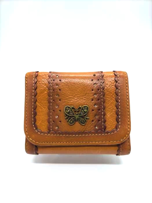 ANNA SUI(アナスイ) バタフライモチーフ 三つ折り レザーウォレット レディース 表記無