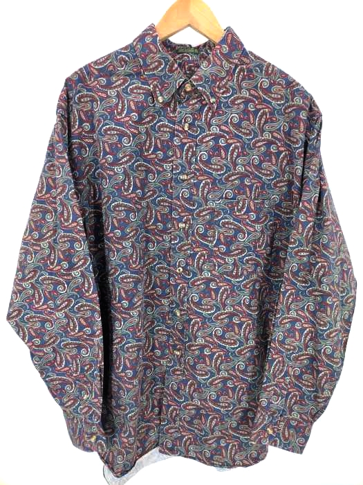 USED古着(ユーズドフルギ) CLUB ROOM ペイズリー柄 B.Dシャツ メンズ import：XL