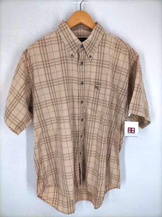 BURBERRY LONDON(バーバリーロンドン) チェック柄刺繍半袖シャツ メンズ JPN：L