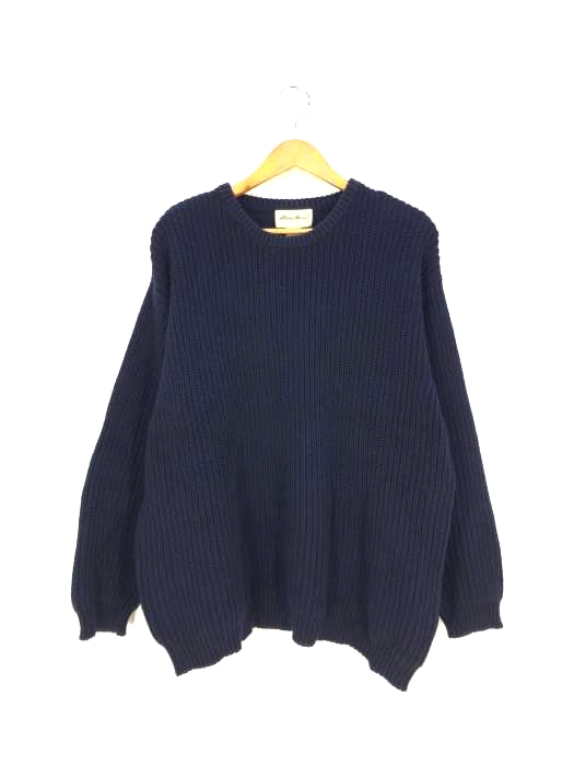 エディーバウアー Eddie Bauer 90s 白タグ ローゲージクルーネックコットンニット メンズ import:L
