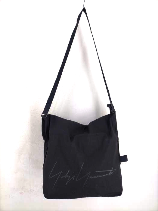 Yohji Yamamoto(ヨウジヤマモト) シグネチャーロゴコットンショルダーバッグ メンズ 表記無