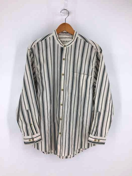 Eddie Bauer(エディーバウアー) 90S-00S  ヘリンボーンストライプバンドカラーシャツ メンズ  S