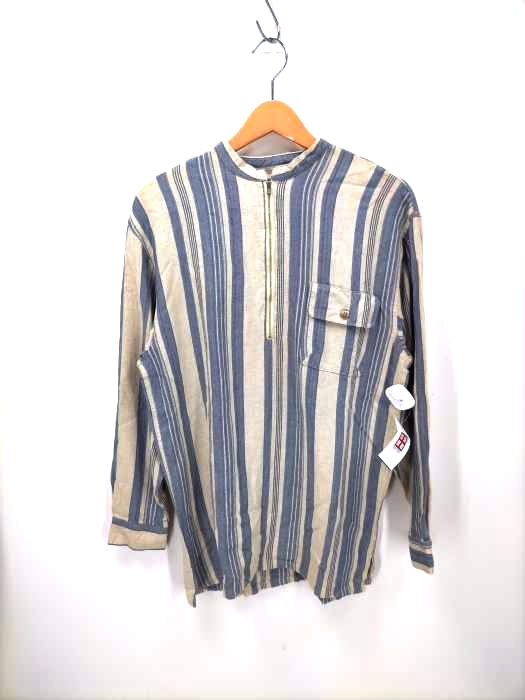 USED古着(ユーズドフルギ) ハーフジップストライプシャツ メンズ JPN：L