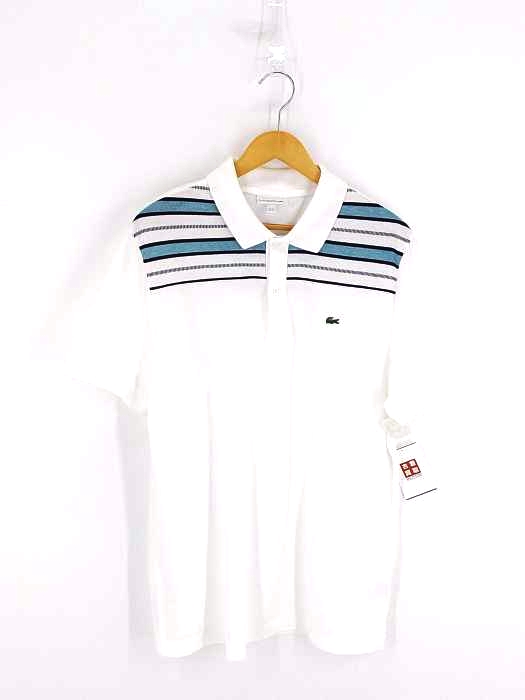 ラコステ LACOSTE レギュラーフィット ボーダーパネルデザインポロシャツ 半袖 メンズ import：XL