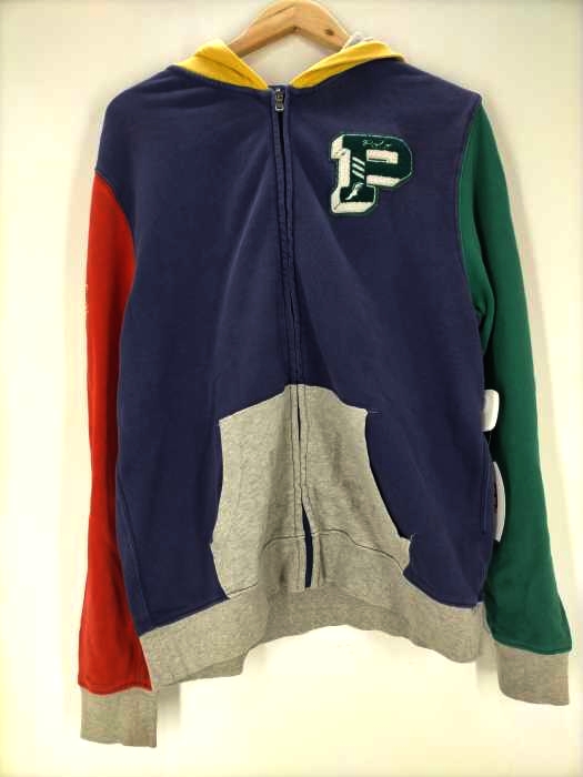 ポロラルフローレン POLO RALPH LAUREN 18AW  ウイングフッド アップリケ カラーブロック 切替 フルジップ パーカー メンズ  XL