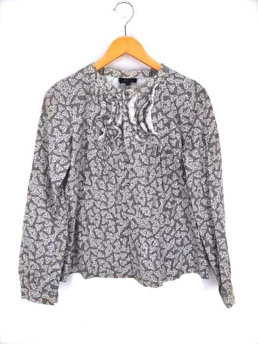 アーペーセー A.P.C. 総柄フリルバンドカラーシャツ レディース JPN：S