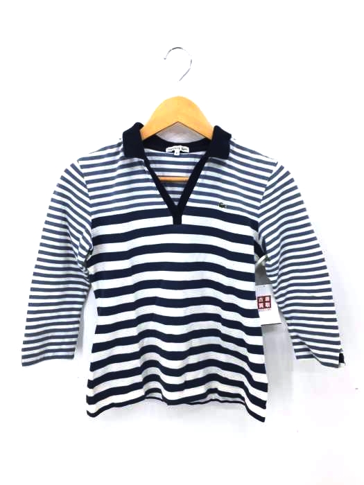 LACOSTE(ラコステ) ロゴワッペン ボーダー鹿の子スキッパーシャツ レディース FR:38
