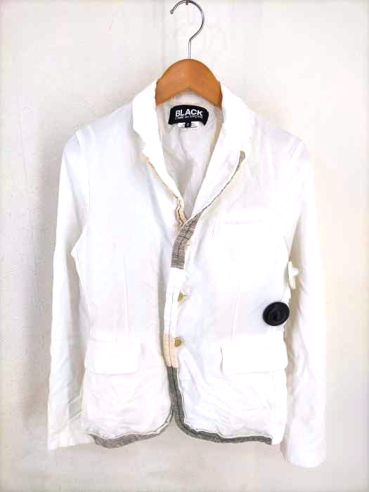 BLACK COMME des GARCONS(ブラックコムデギャルソン) AD2013 14SS 製品加工パイピングデザインエステルテーラードジャケット メンズ JPN：S