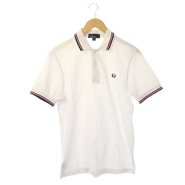 FRED PERRY(フレッドペリー) ポロシャツ 半袖 コットン S 白 紺 赤 ホワイト ネイビー レッド /HK メンズ  S