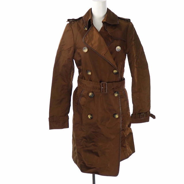 BURBERRY LONDON(バーバリーロンドン) バーバリー ロンドン BURBERRY LONDON トレンチコート ロング ミドル丈 ダブル ベルト 36 XS 茶 ブラウン /PJ ■IBS81 メンズ レディース  36（日本サイズXS相当）