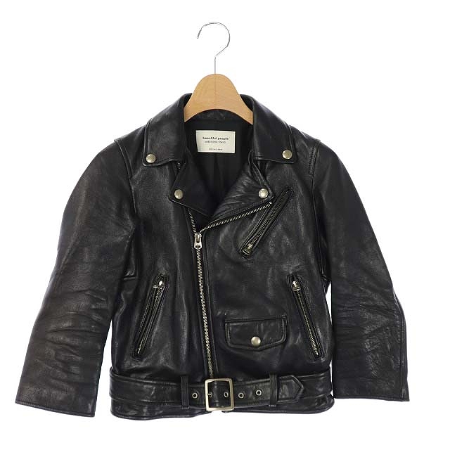 beautiful people(ビューティフルピープル) 16AW vintage leather riders jacket ライダースジャケット レザー 120 黒 ブラック /MF ■EC レディース  120