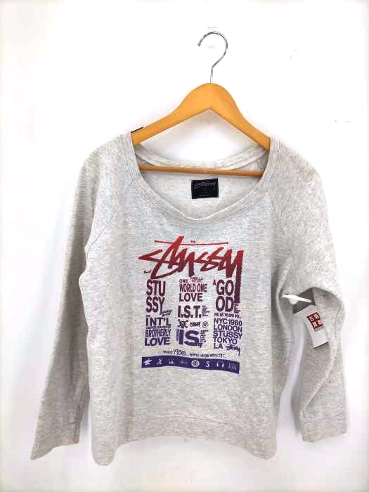 ステューシー Stussy USA製 フロントプリントラグランスウェット レディース JPN：M