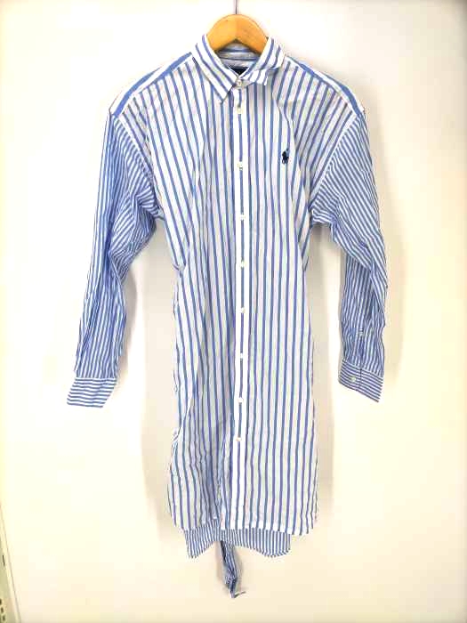 POLO RALPH LAUREN(ポロラルフローレン) スモールポニー刺繍 ストライプ柄シャツワンピース レディース US：6