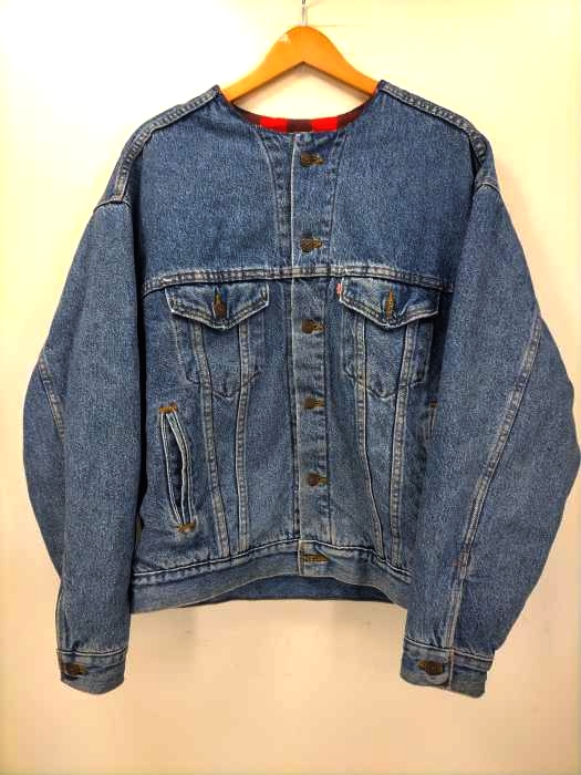 リーバイス Levis 90s USA製 ボタン裏刻印527 バッファローチェック ネルライナー デニムジャケット メンズ  M